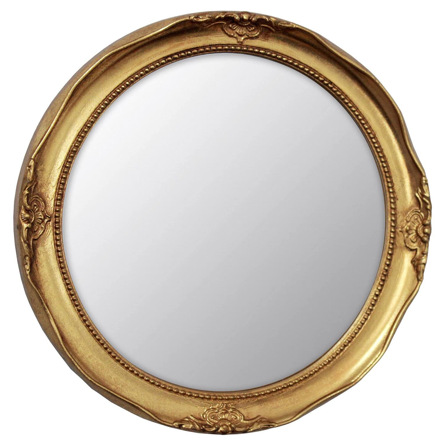 HM 1810 - Vintage Decorative Wall Mirror Hanging Round Antique - Gold | Best Buy U.S.