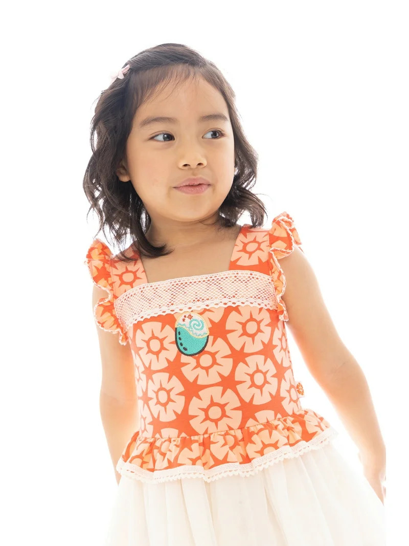 Disney Princess Toddler Girls Moana Cosplay Tutu Dress with Flutter Sleeves, Sizes 12M-5T | Walmart (US)