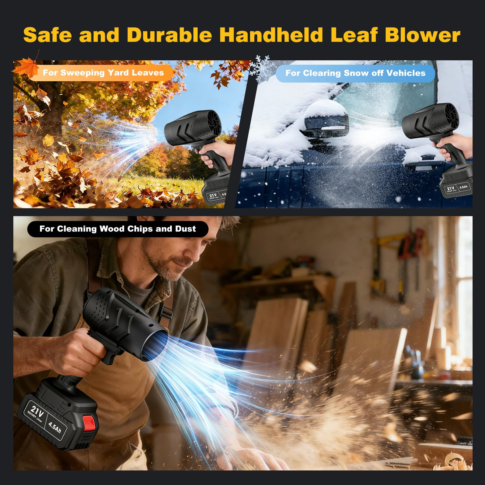 Electric Mini Leaf Blower, Powered Handheld Blower Leaf, Adjustable Wind Speed Cordless 21V Batte... | Amazon (US)