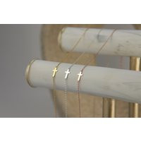 Cross Necklace, Tiny Dainty Sideway Christian Gift, Small Mother's Day Gift For Her | Etsy (US)