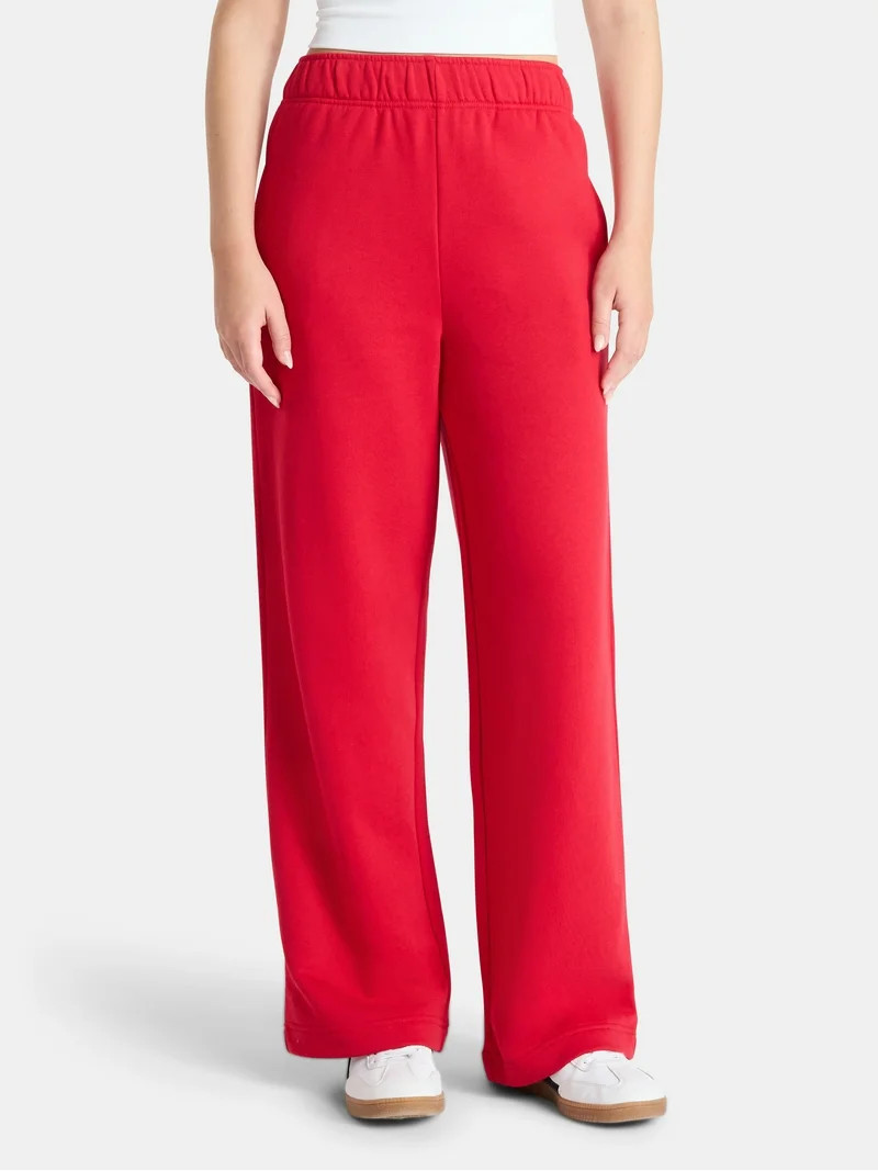 No Boundaries Wide-Leg Foldover Fleece Pants, 30'' Inseam, Women's | Walmart (US)