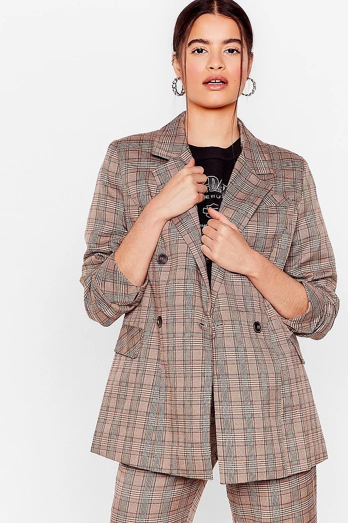 Check Double Breasted Blazer | Nasty Gal (US)