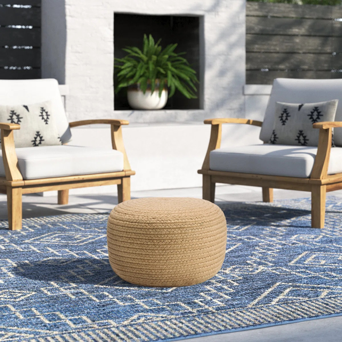 Dalenna PVC Wicker Outdoor Ottoman | Wayfair North America