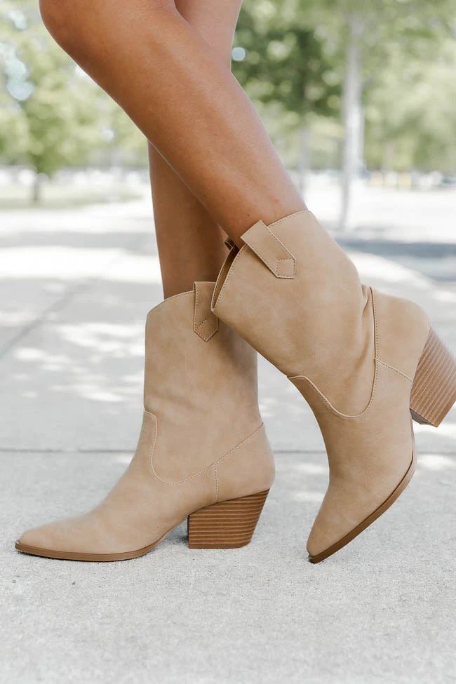 Juniper Tan Nubuck Western Style Boots | Pink Lily