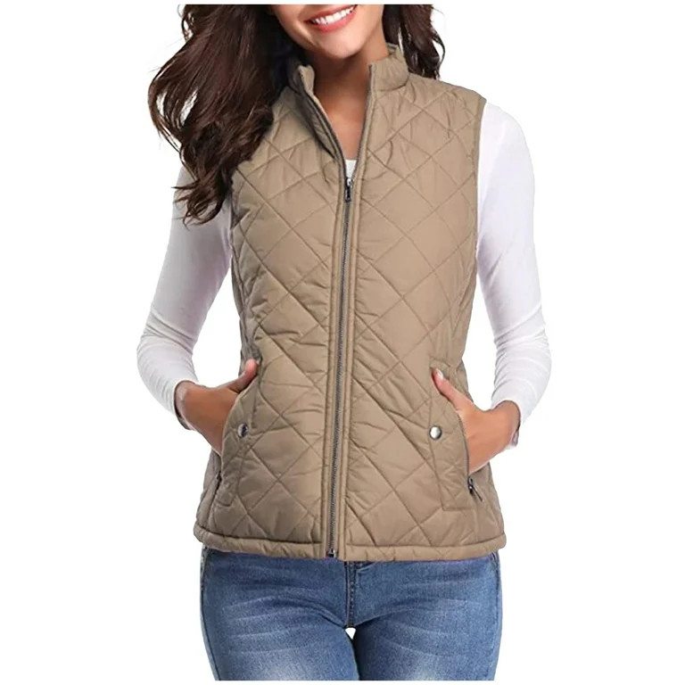 RYDCOT Vest for Women Puffer Lightweight Sleevesless Womens Winter Coats Quilted Vest Zip Up Padd... | Walmart (US)