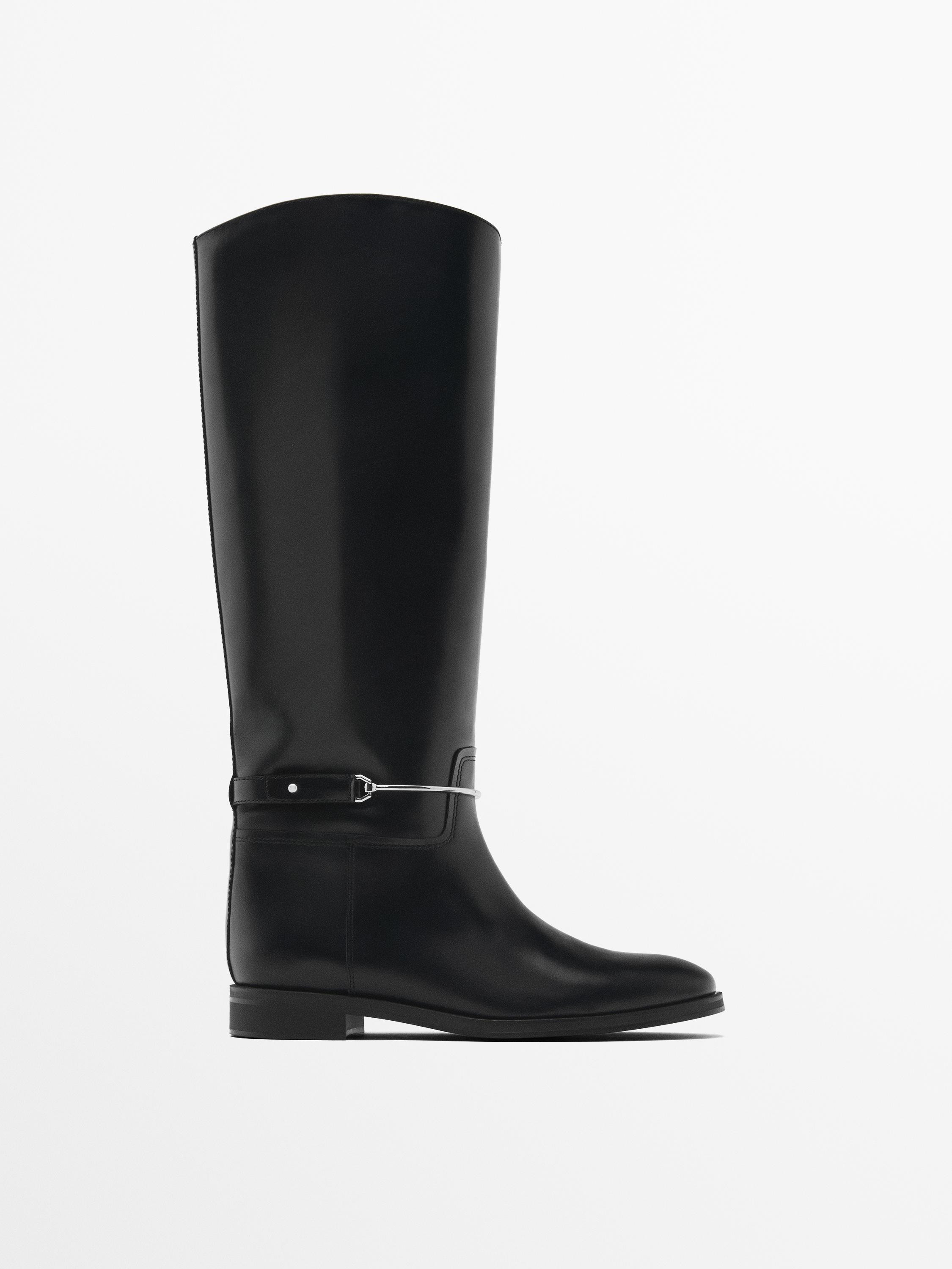 Riding-style boots with detachable embellishment | Massimo Dutti US