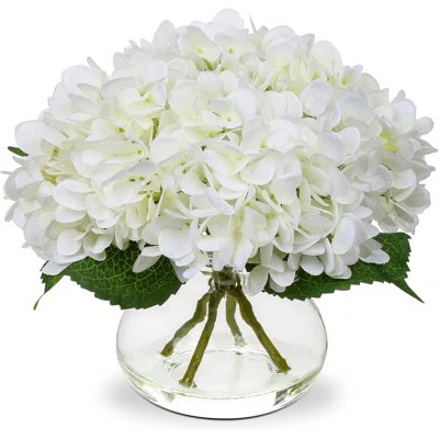 Hydrangea Artificial Flowers With Vase Silk Fake Flowers Arrangements In Glass Vase With Faux Water For Home Bathroom Office Table Centerpiece Shelf | Wayfair North America
