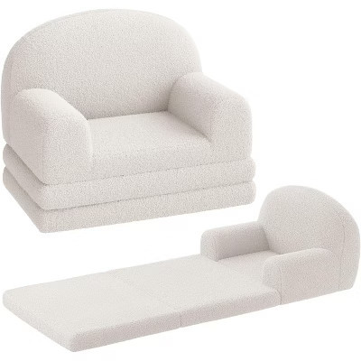 Kids Sofa Chair, 2-in-1 Convertible Toddler Couch Lounge, Comfy Fold Out Teddy Fleece Fabric Children's Sofa Bed for Playroom, Bedroom, Nursery | Target