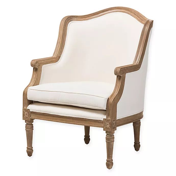 Baxton Studio Charlemagne French Accent Chair in Oak | Bed Bath & Beyond