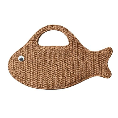 OWGSEE Straw Clutch Purses for Women, Summer Cute and Unique fish Straw Purses and Handbags Woven Raffia Beach Bag(Brown) | Amazon (US)
