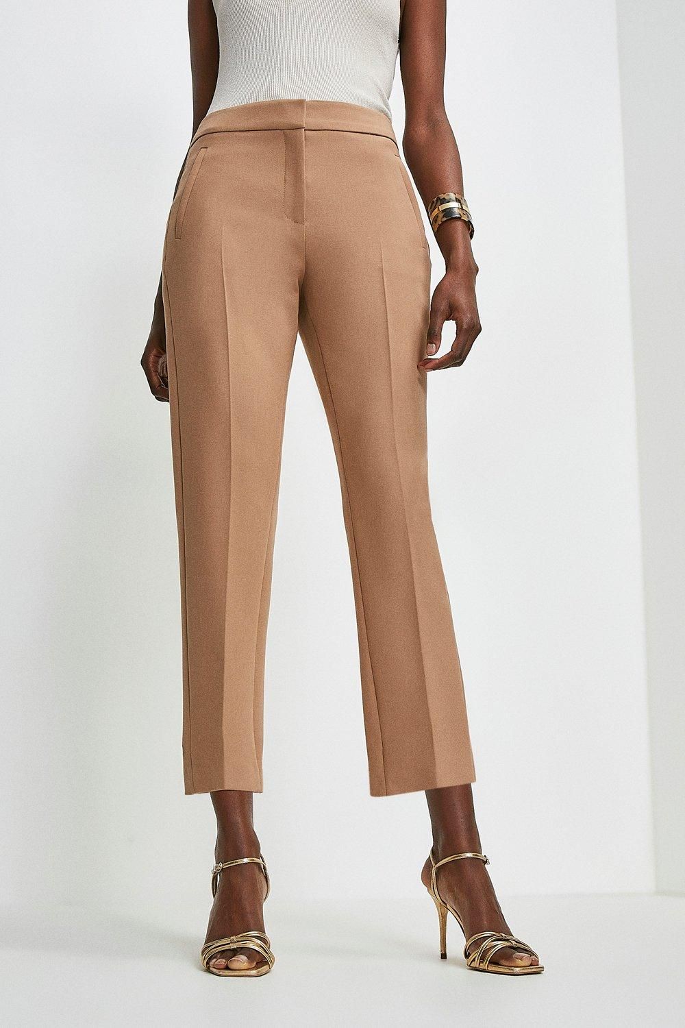 Compact Stretch Tailored Capri Trousers | Karen Millen UK & IE