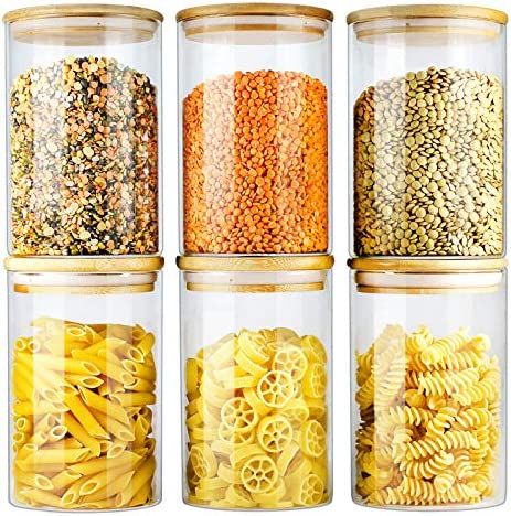 Glass Jars with Bamboo Lids EcoEvo, Glass Food Jars and Canisters Sets, 6 Pack of 26oz | Amazon (US)