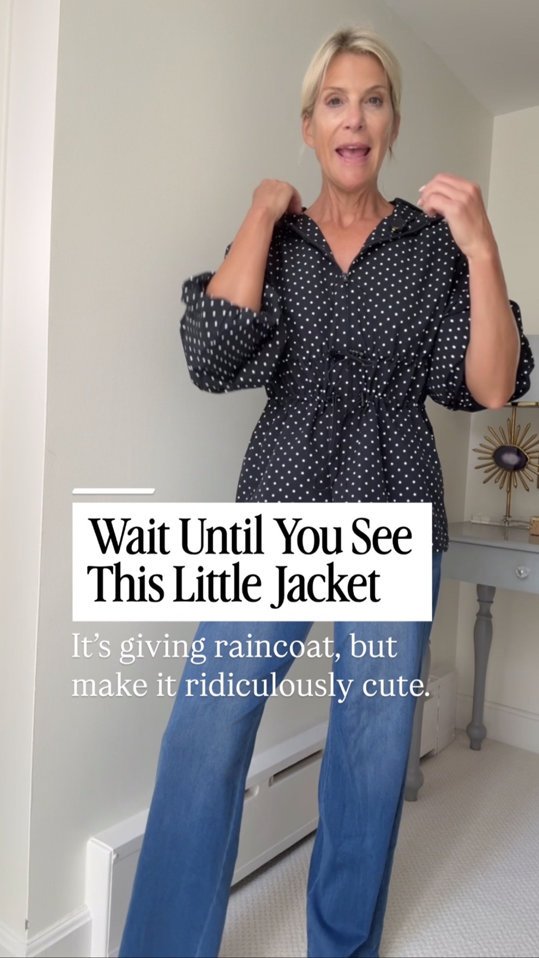 This adorable little polka dot jacket is SO much cuter in person! It has a hood and two adjustment areas so you can wear it fitted or let it hang, such a fun lightweight layer for fall and rainy days.

👩‍💻 LTK PRO TIPS
❤️ Heart = Support my posts ;-)
🔖 Save = Get sale & restock alerts for the things you love!
📋 Lists = Keep favorites organized (List ideas: Christmas, Birthdays, and Vacations!)
📲 Share = Send lists and products to a friend (or your daughters like me).
💬 Comment = Ask me anything, and I’ll answer. ;-)

#LTKootd #LTKOver40 #LTKSeasonal