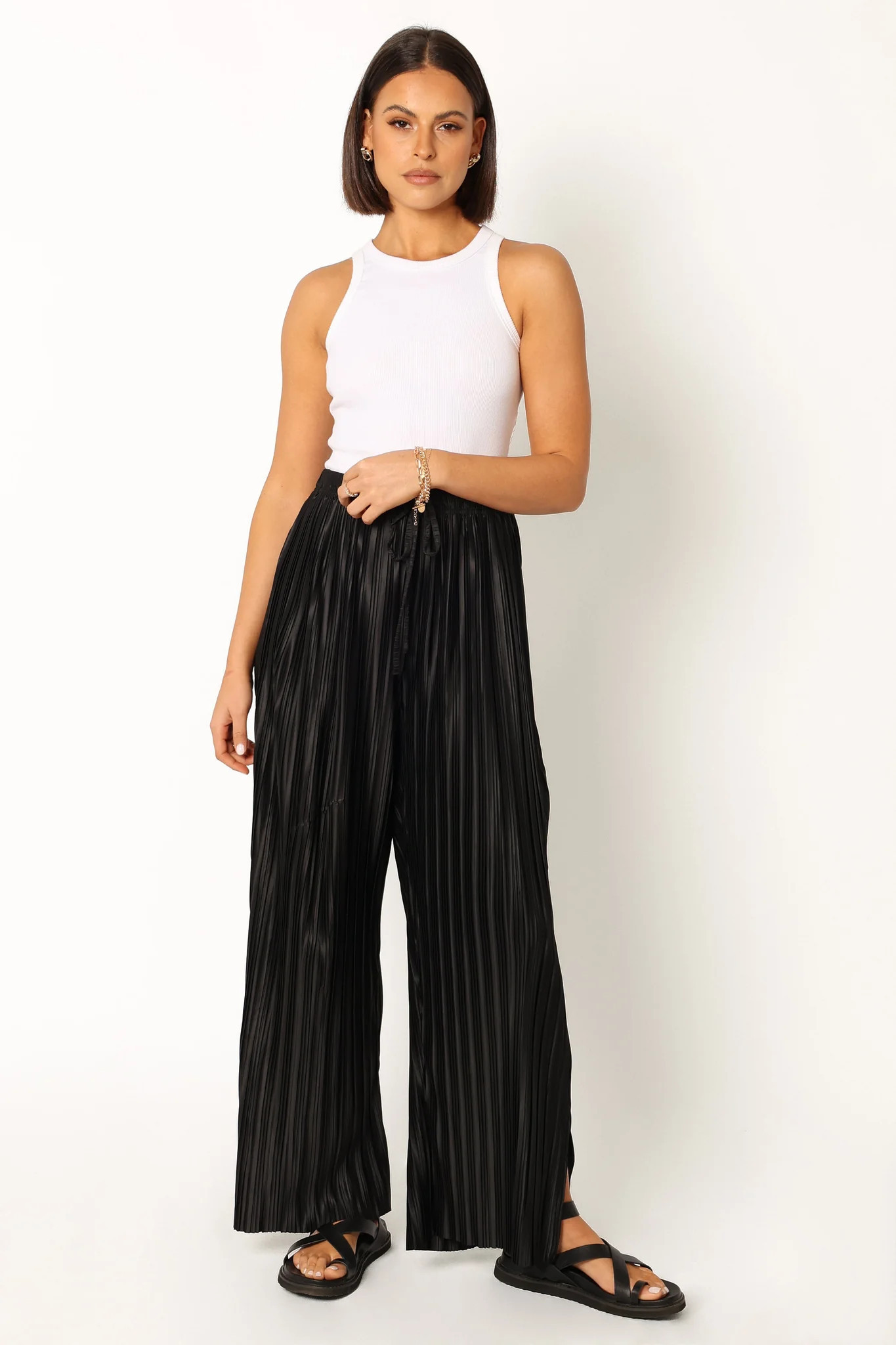 Sasha Pleated Pants - Black | Petal & Pup (US)