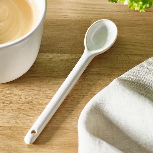 Amalfi White Ceramic Spoon | Dunelm