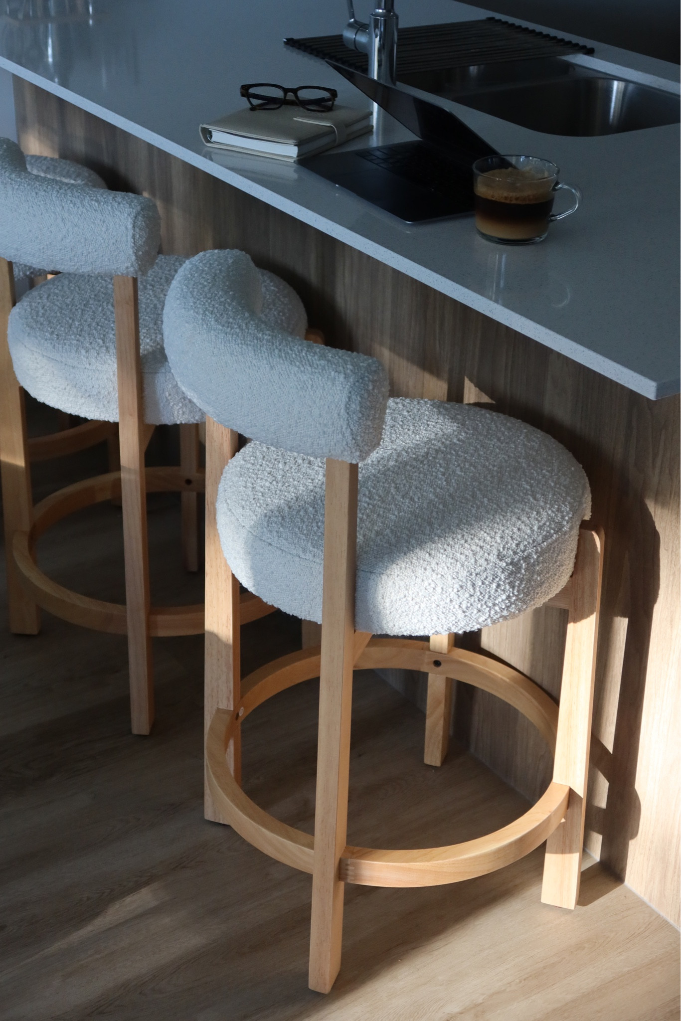 our new shearling counter stools 🤍 #LTKhome #LTKkitchen