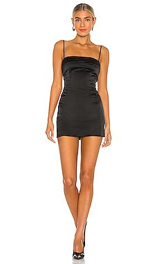DANIELLE GUIZIO Satin Mini Dress in Black from Revolve.com | Revolve Clothing (Global)