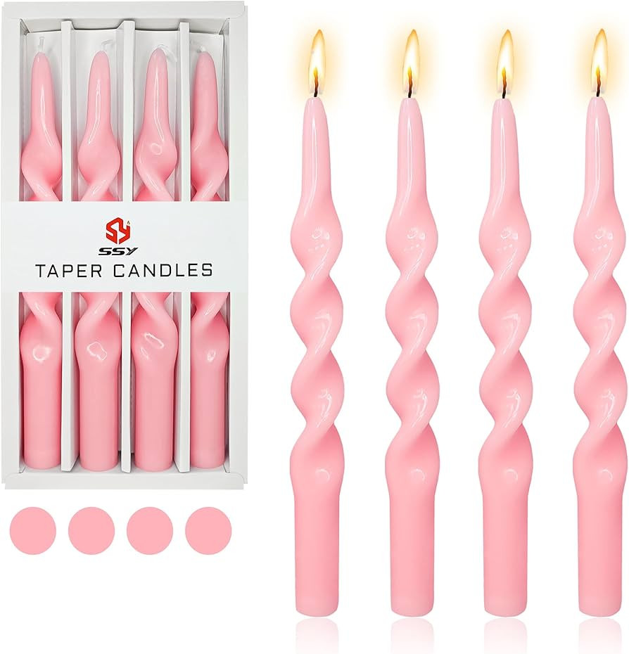 Spiral Taper Candles Pink Candlesticks,4pcs Cool Candle Sticks Long Tapered Candles Pink Twirl Ca... | Amazon (US)