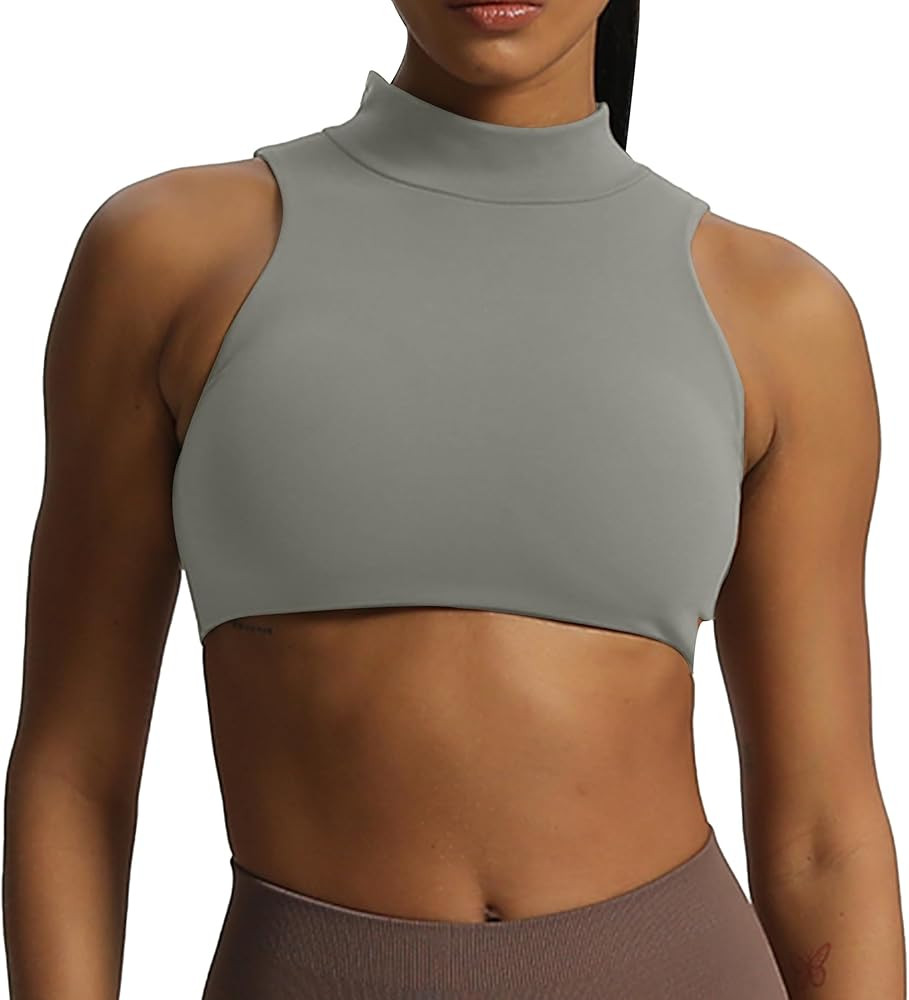 Aoxjox Women's Kim Cutout High Neck Tank Top Workout Sports Bras Fitness Padded Training Gym Bra ... | Amazon (US)