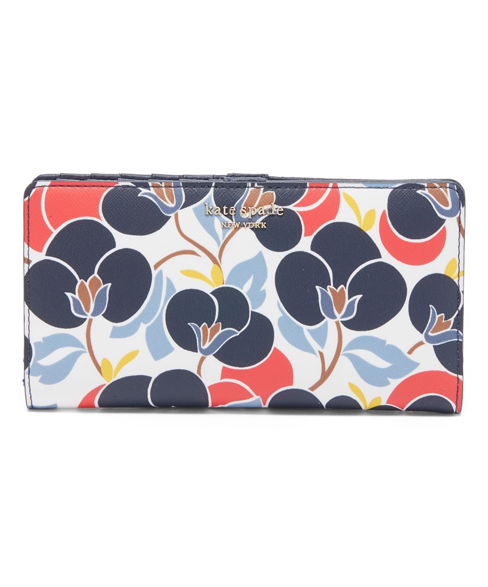 Kate Spade New York Women's Wallets MULTI - White Floral Large Slim Bi-Fold Leather Wallet | Zulily