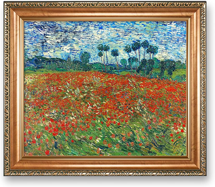 A&T ARTWORK Poppy Field Floral Vintage by Vincent Van Gogh.Framed Size:24.5x20.5 inches,Image Siz... | Amazon (US)