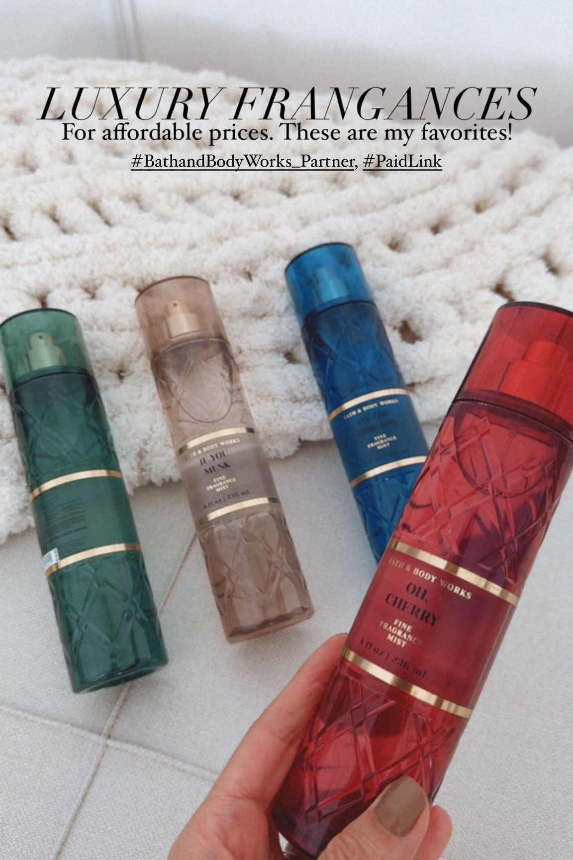 #BathandBodyWorks_Partner #PaidLink
Affordable way to experience luxury fragrances every day, perfect for layering, they are made without parabens and are dermatologist tested
My favorites are: on the horizon, oh cherry, lost in santal, and if you musk. 
@bathandbodyworks

#LTKSeasonal #LTKU #LTKBeauty