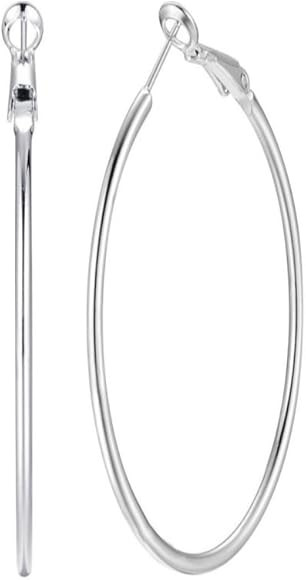 Dainty 70mm 14K Yellow Gold Silver Big Large Hoop Earrings For Women Girls Sensitive Ears Fashion... | Amazon (US)