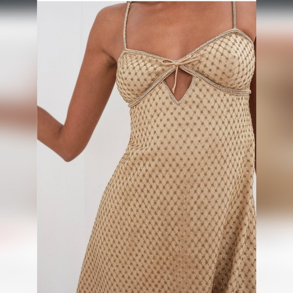 NWT FOR LOVE & LEMONS Golden Glitter Slip Dress | Poshmark