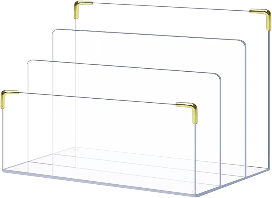 pbf Acrylic File Holder | Clear File Organizer for Desk w/Gold Accents | Acrylic Desk Organizer, ... | Amazon (US)