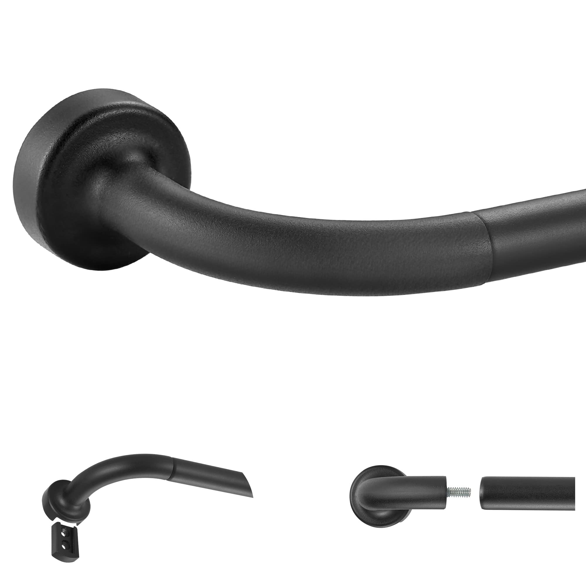 Matte Black Disc Curtain Rods, 48-84 Inches Window Curtain Rod,Adjustable Room Darkening Curtain ... | Amazon (US)