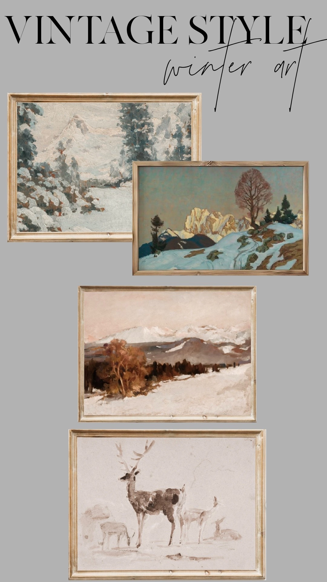 Vintage winter art finds that look antique but are budget-friendly. Snowy landscapes, soft neutrals, and classic frames. All linked here.

#LTKHome #LTKHoliday #LTKSaleAlert