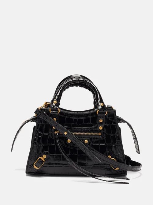 Balenciaga - Neo Classic City Mini Crocodile-effect Leather Bag - Womens - Black | Matches (UK)