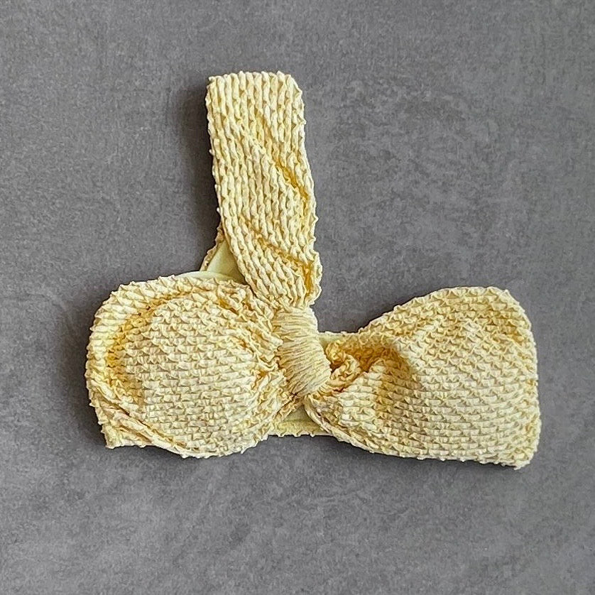 Yellow Sparkling Mermaid Weave Textured Greek Bikini Top | MyBrazilianShop