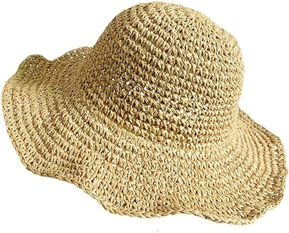 Straw Sun Hat Beach Hat Crochet Bucket Hat for Womens Foldable Packable Wide Brim Hat Summer Prot... | Amazon (US)