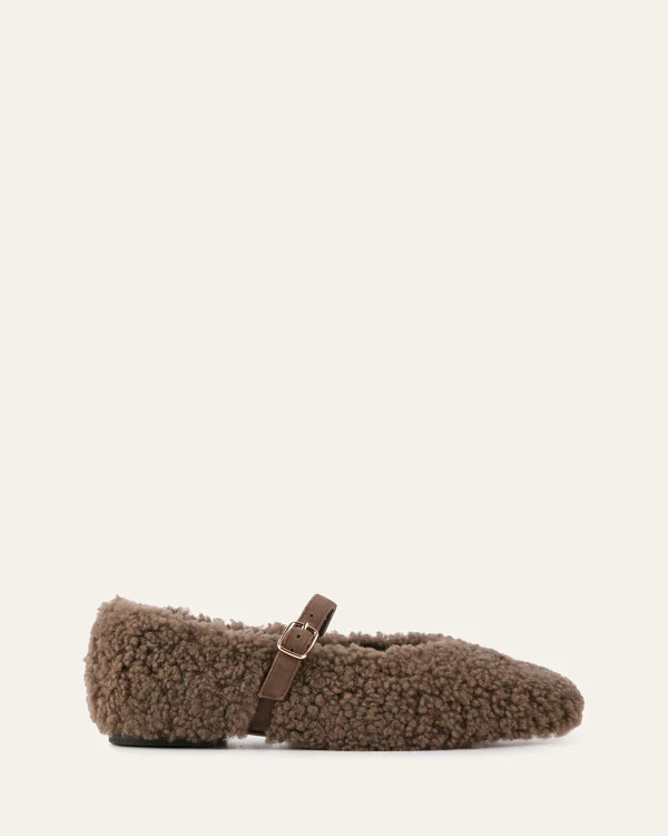 APRIL CASUAL FLATS TAUPE SHEARLING | Jo Mercer (AU)