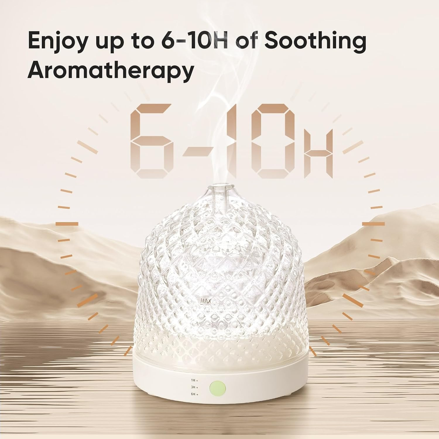 Lecdura Glass Essential Oil Diffuser, 200ml Ultrasonic Aroma Diffusers with Glass Reservoir Dome Lock Color Auto-Off Timer 7 Color Light for Gift Home Office Bedroom | Amazon (US)