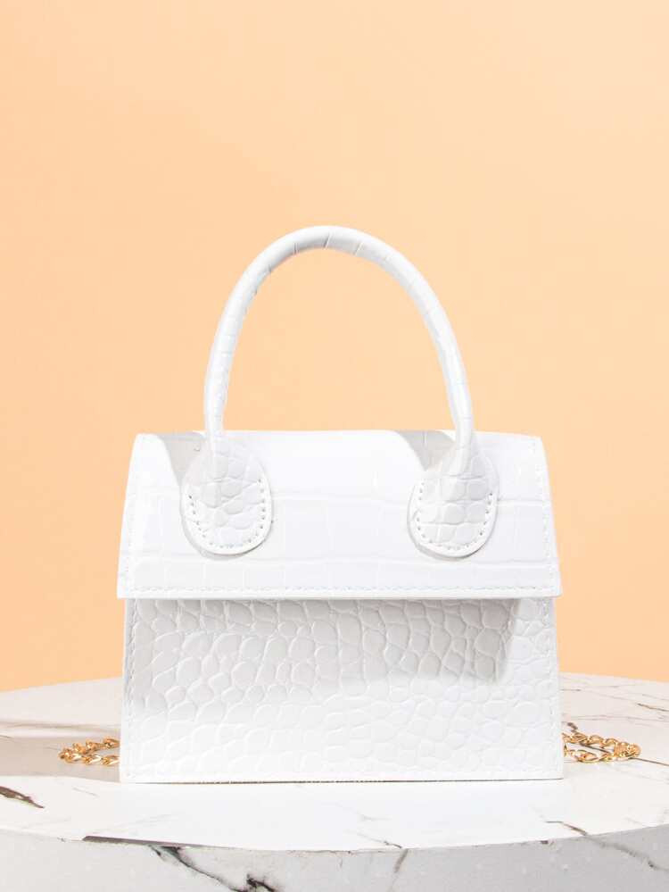 Tasche mit Krokodil Prägung und Kette | SHEIN