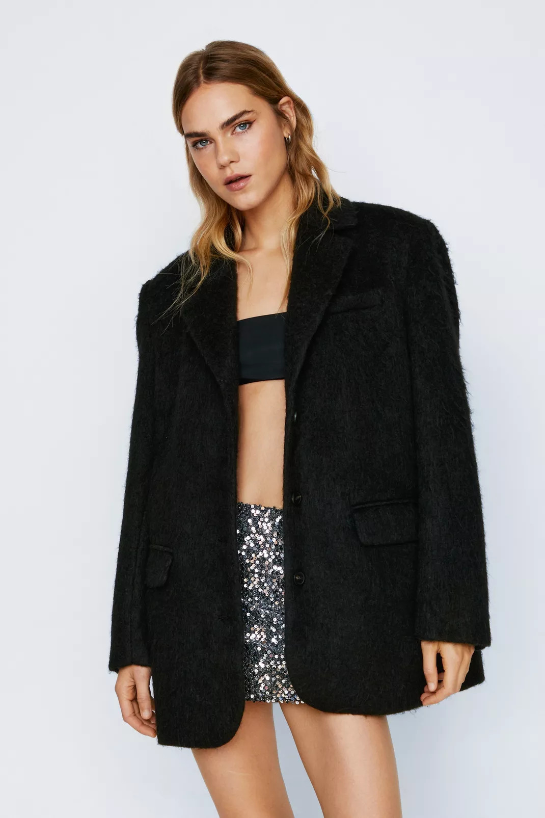 Blazer épais oversize en laine mélangée | Nasty Gal FR