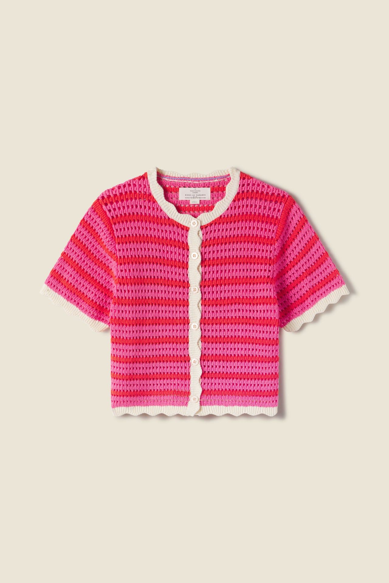 Lou Knit Cardigan Pink/Red Stripe | TROVATA