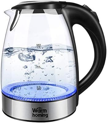 Electric Kettle, Warmhoming 1.7L Cordless Glass Tea Kettle, Hot Water Kettle Heater with Auto Shu... | Amazon (US)