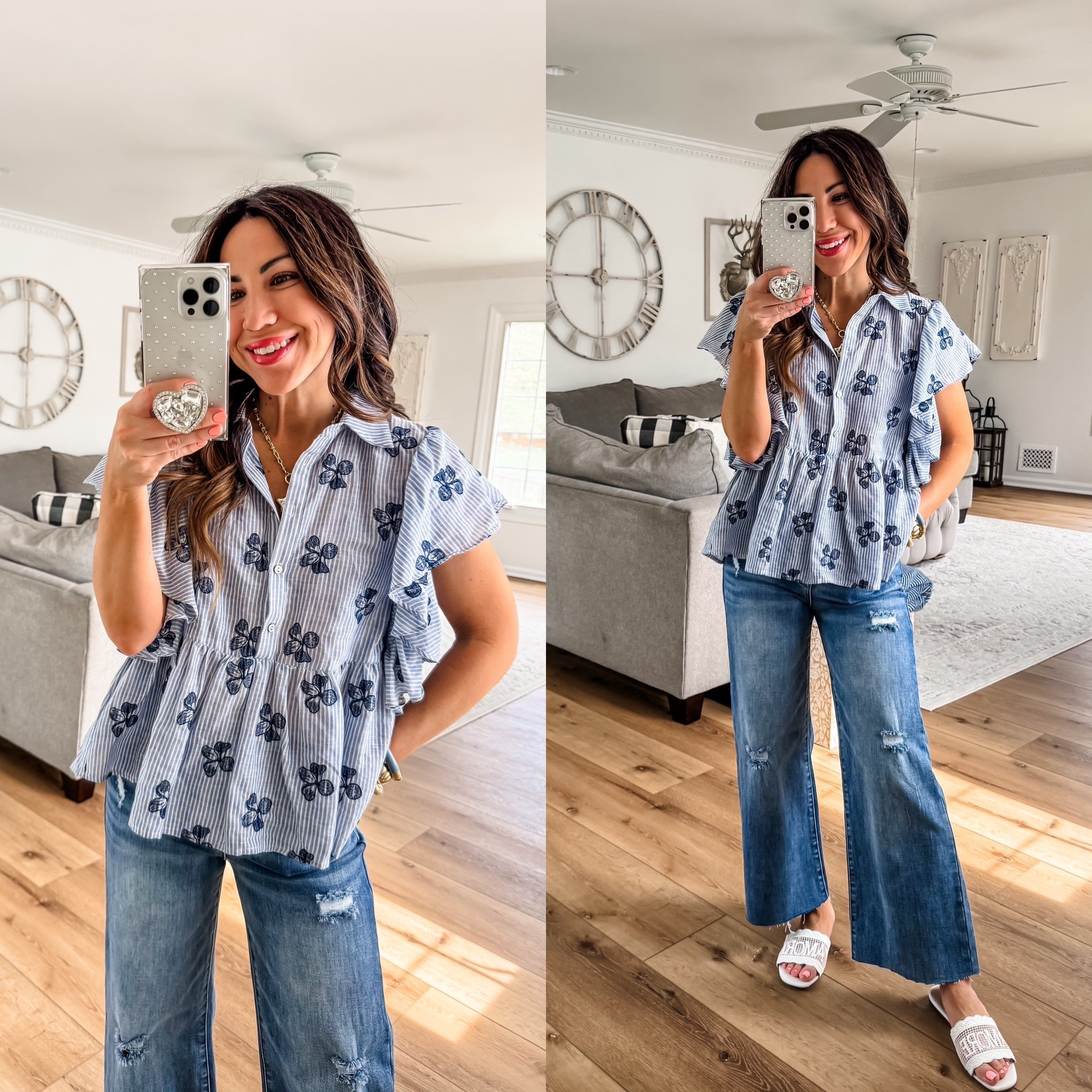 Code Tammy10. Small peplum top. 25 jeans. I cut the hem.

#LTKOver40 #LTKSaleAlert #LTKFindsUnder100