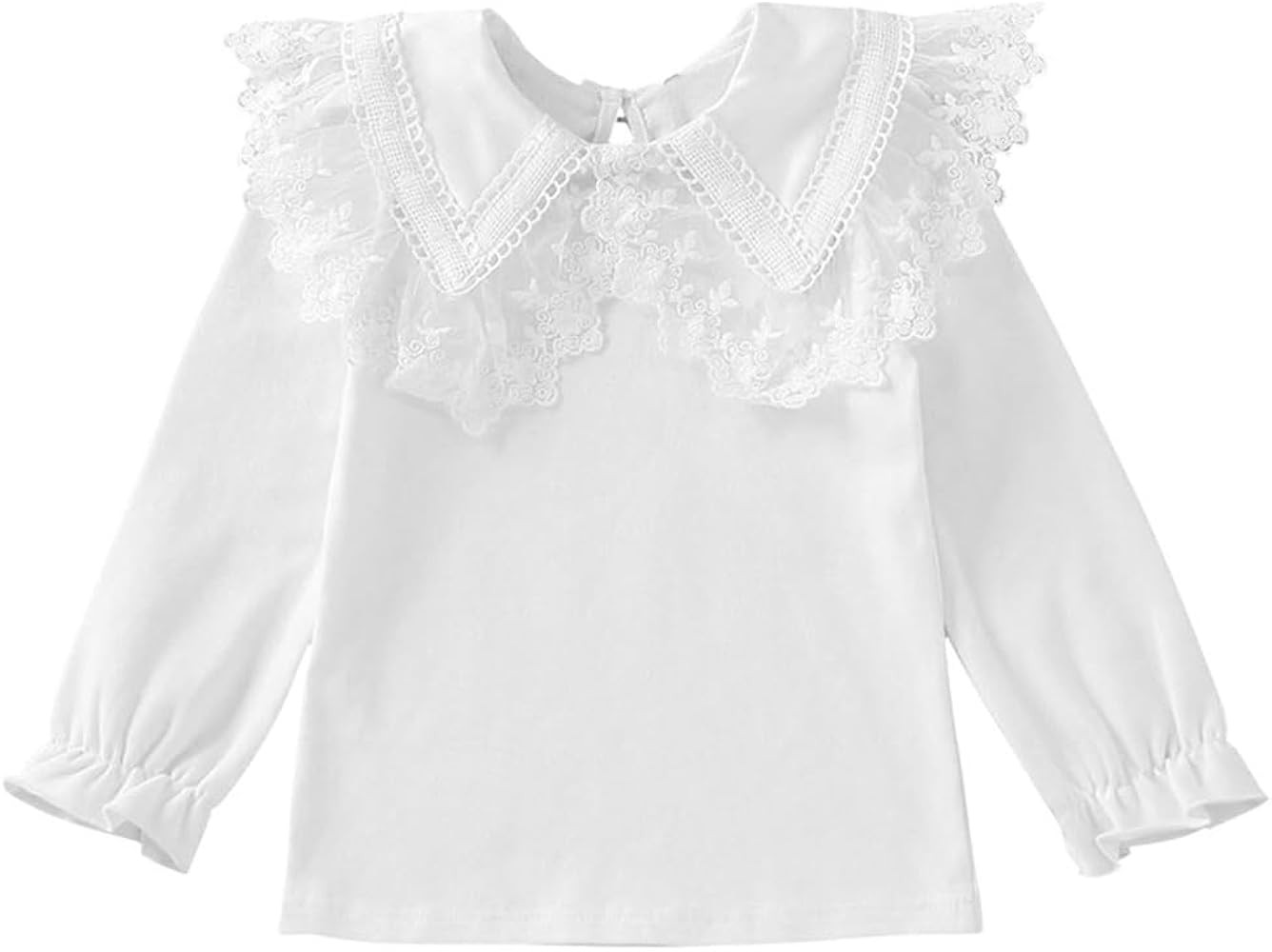 LNICEAR Little Girl Long Sleeve Shirt Toddler Kids Casual Solid Color Doll Collar T-Shirt Fall To... | Amazon (US)