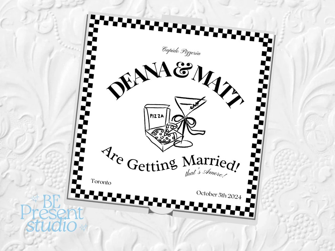 Wedding Pizza Box, Wedding Pizza Box Template, Pizza Box Customizable, Rehearsal Dinner, Engageme... | Etsy (US)