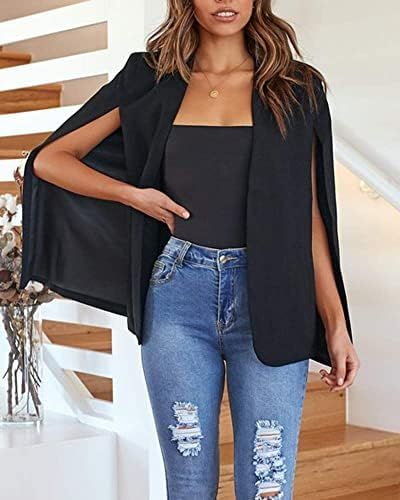 Flybony Cape Sleeve Blazer Jackets for Women Elegant Casual Cape Coat | Amazon (US)