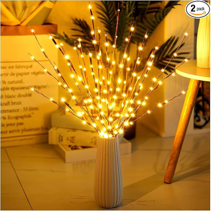 DK177 4 Pack Led Branch Light Battery Operated Lighted Branch Vase Filler Willow Tree Artificial ... | Amazon (US)