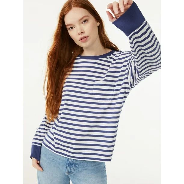 Free Assembly Women's Pocket T-Shirt with Long Sleeves | Walmart (US)