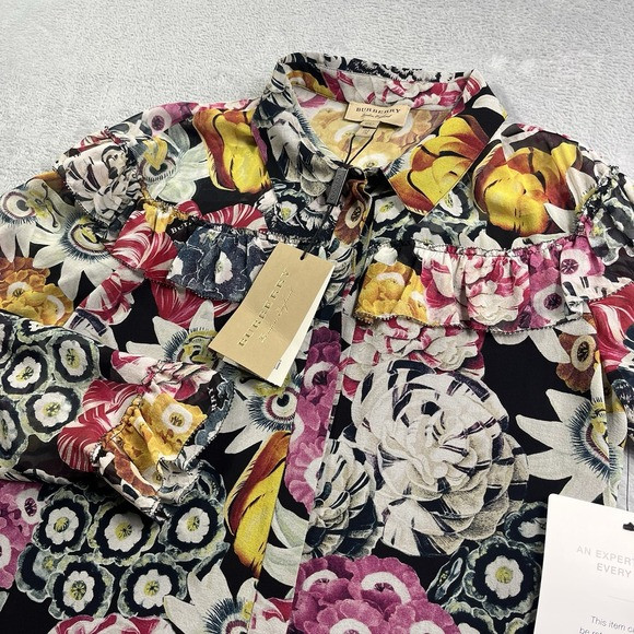 Burberry Brit Multicolor Floral Silk Blouse Women US 6 NWT | Poshmark