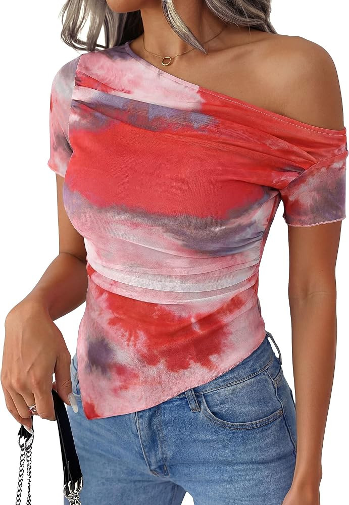PRETTYGARDEN Mesh Off The Shoulder Tops for Women | Amazon (US)
