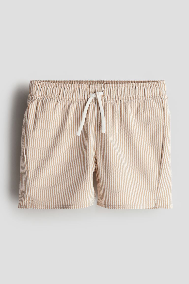 Swim Shorts - Regular waist - Short - Beige/striped - Kids | H&M US | H&M (US + CA)