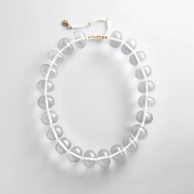 Joan Semi-Precious Necklace - Clear/White | BaubleBar